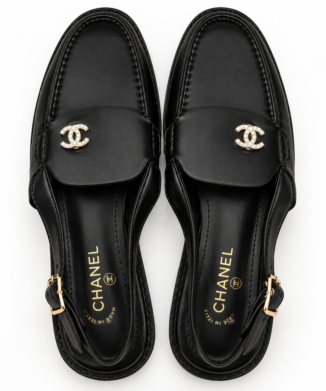 Mocassin cc noir diamant