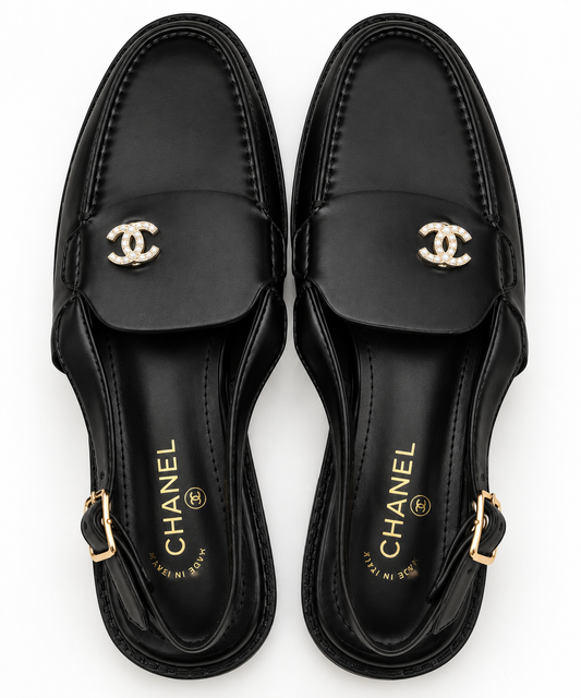 Mocassin cc noir diamant
