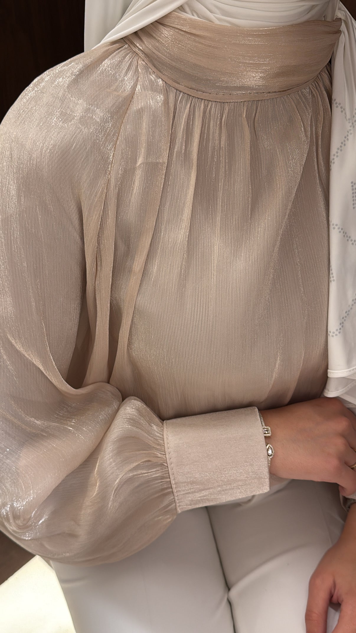 Blouse irisée champagne