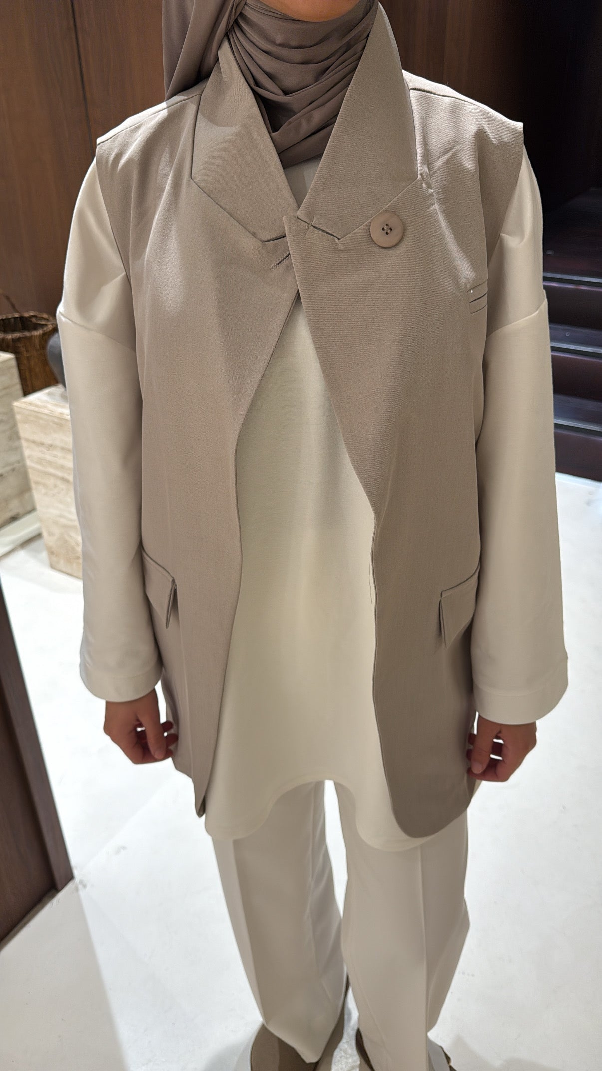 Blazer sans manche taupe