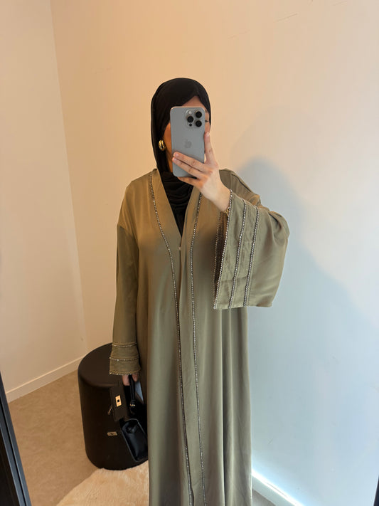 Abaya kaki satinée