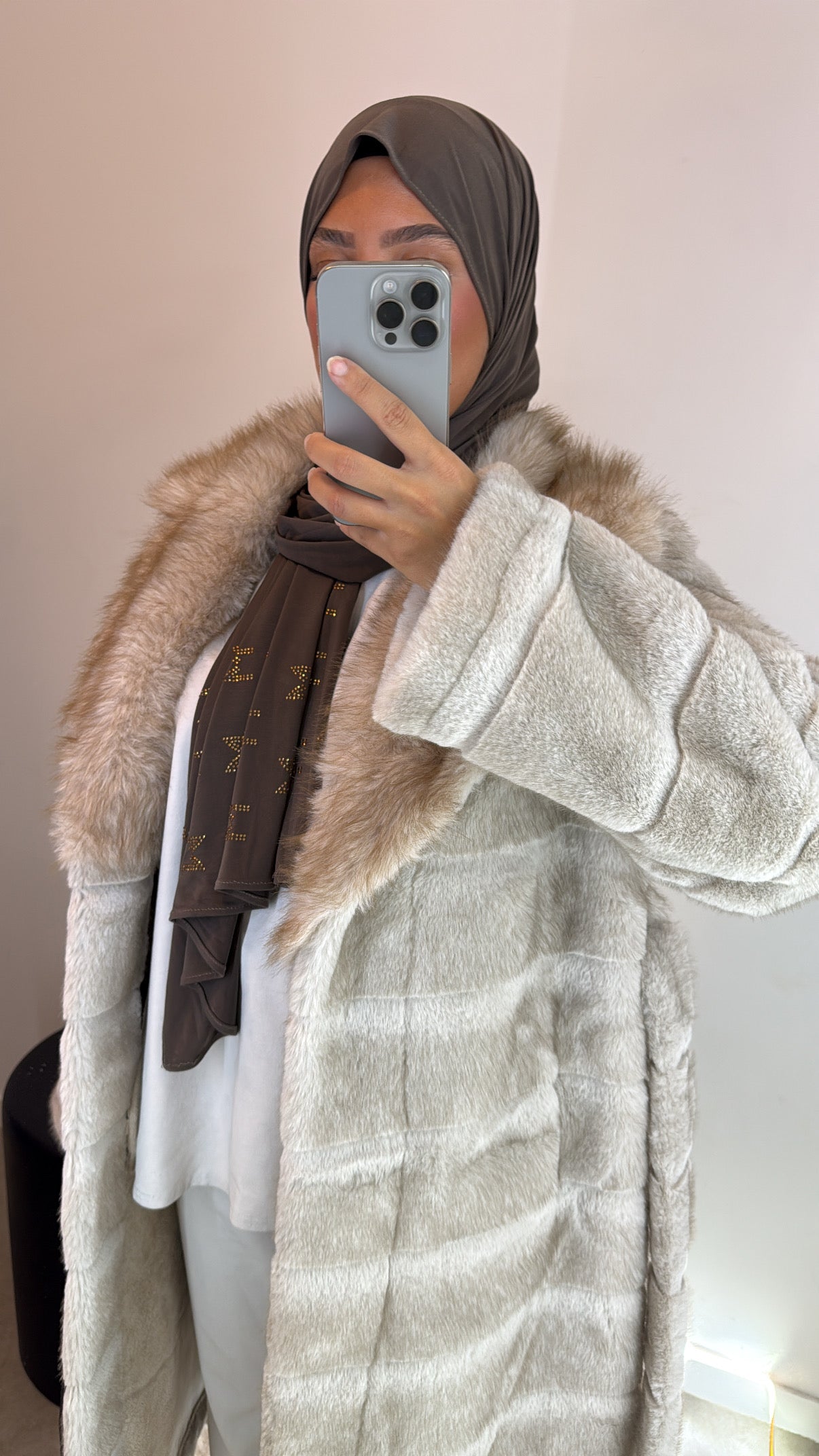 Fourrure bi matière beige