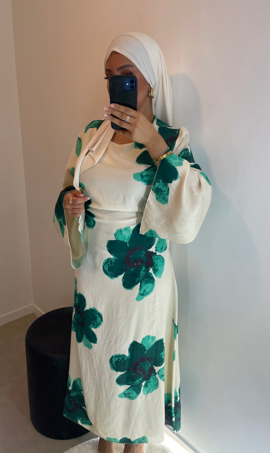 Robe fleurie VERTE