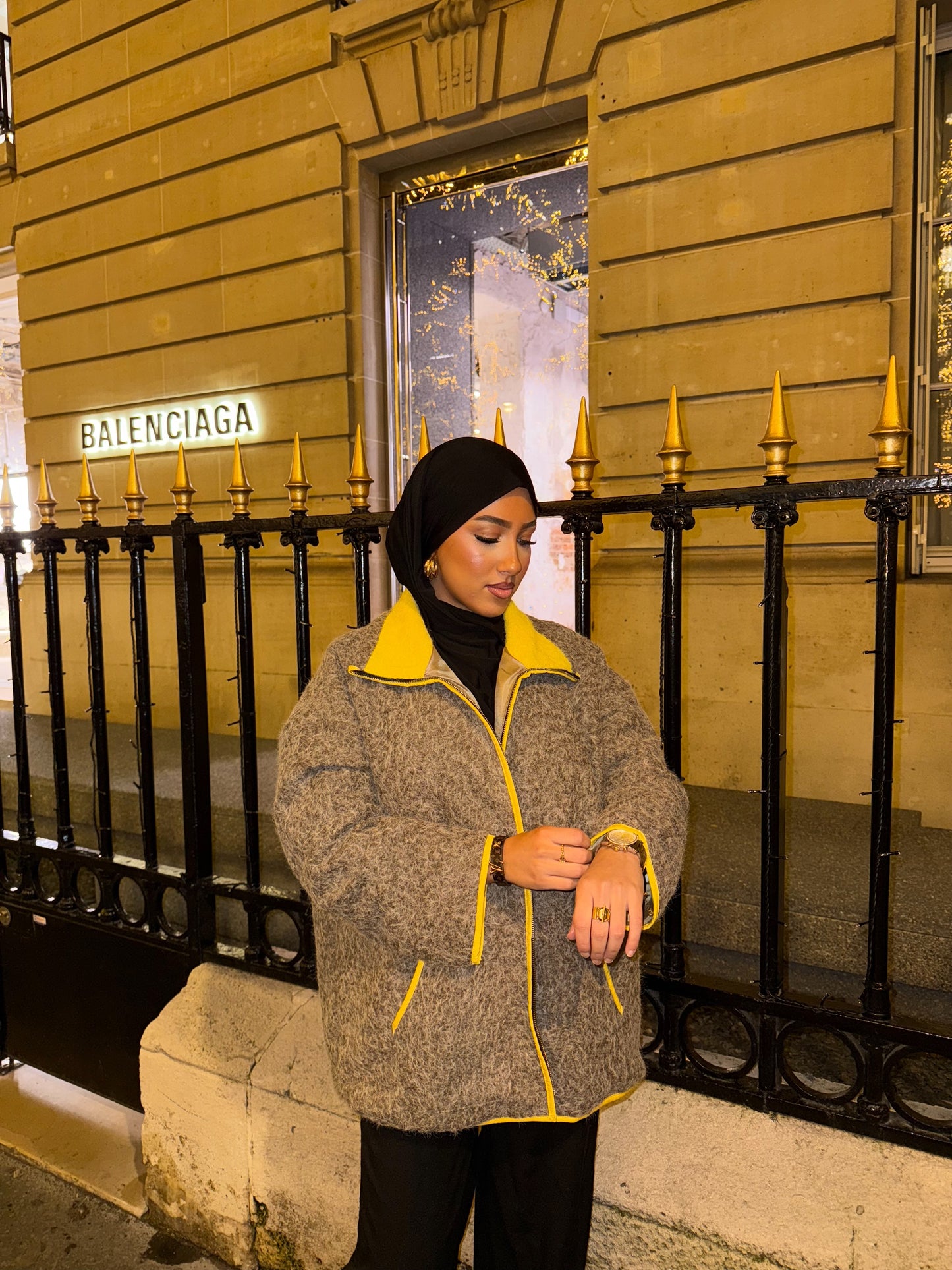 Veste mi-longue taupe