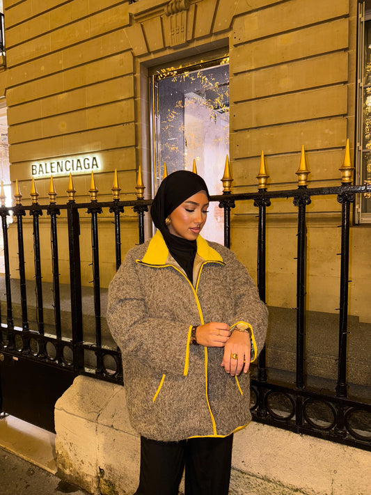 Veste mi-longue taupe