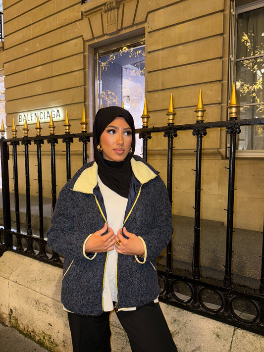 Veste mi-longue bleu