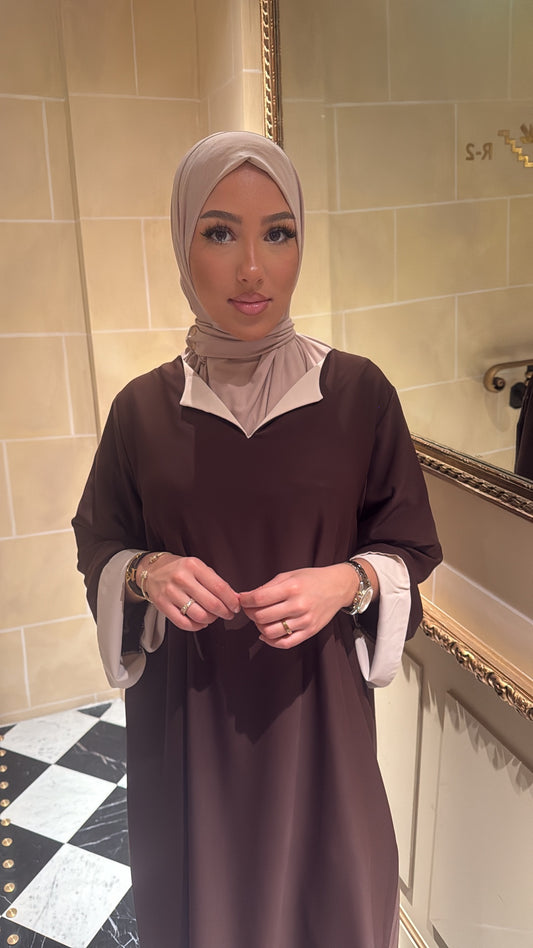 Abaya bicolore marron