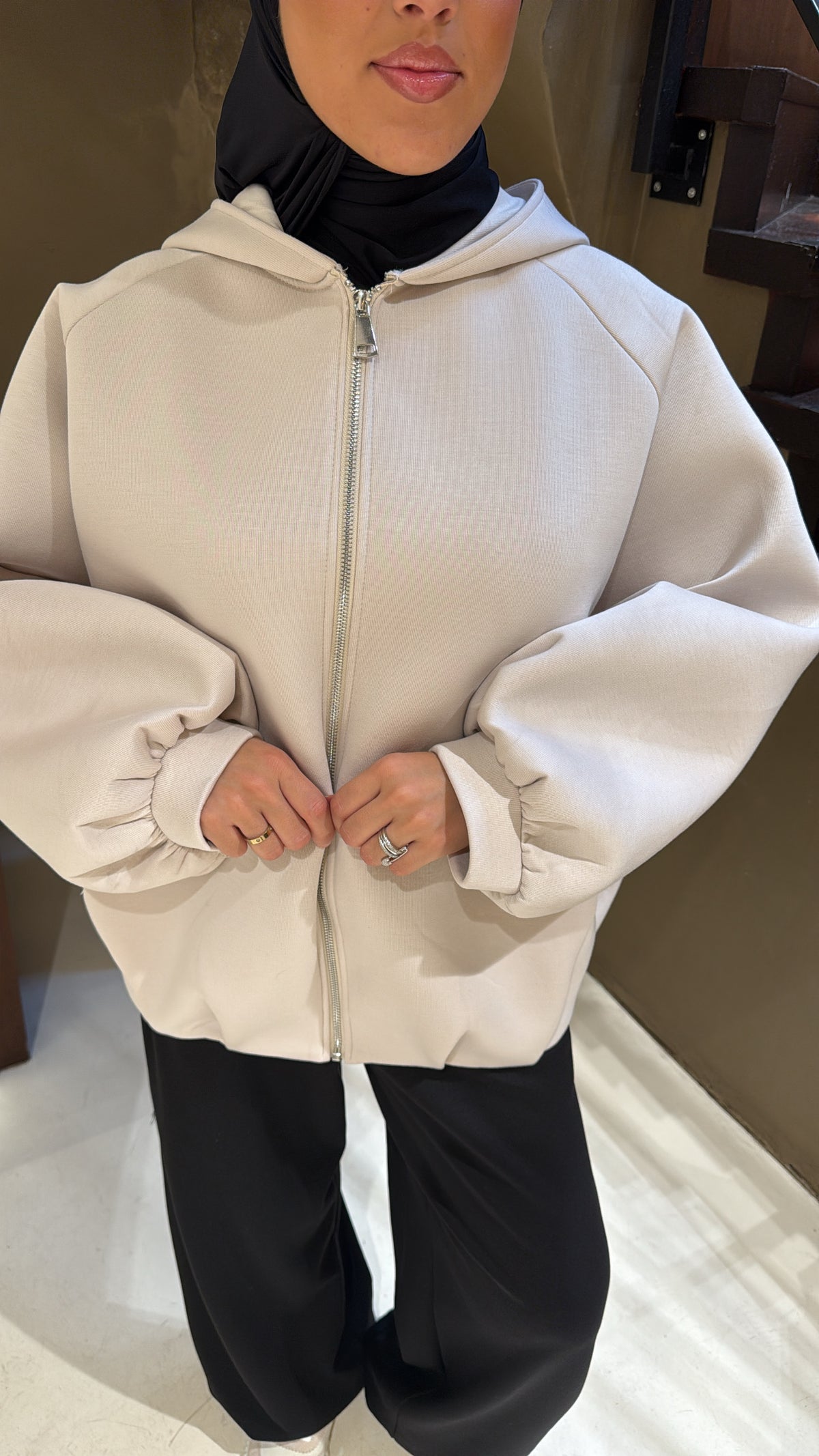 Veste à capuche crème
