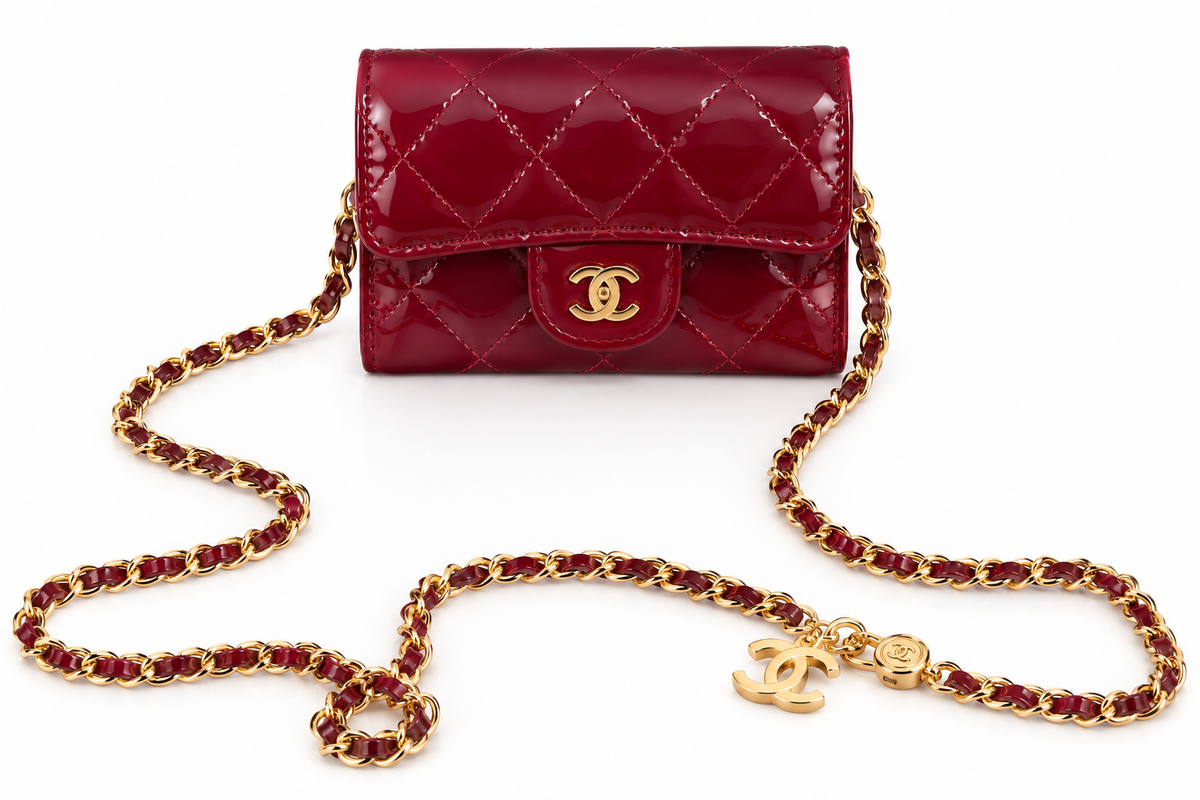 Mini sac cc Bordeaux vernis