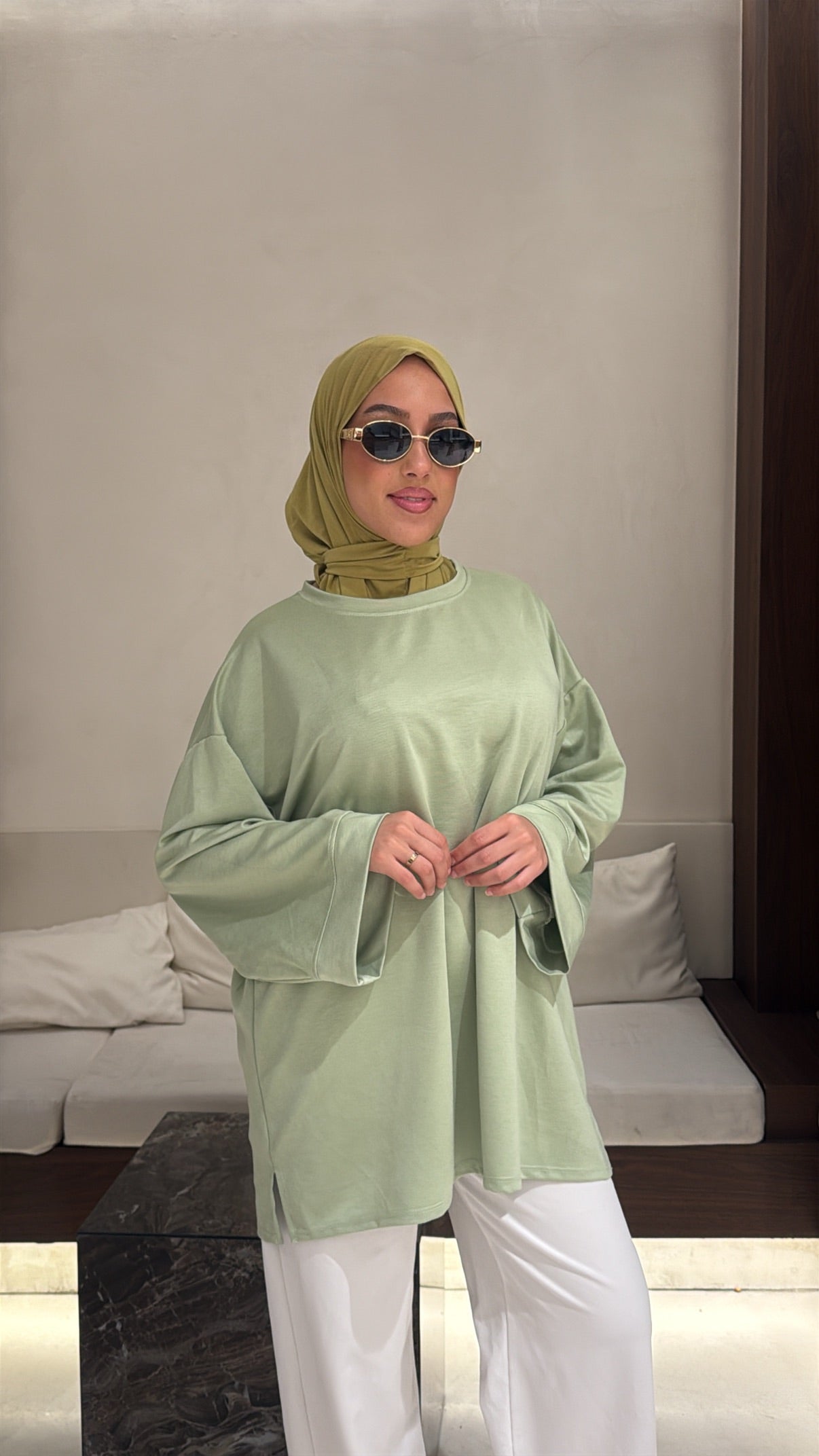 Tee shirt oversize vert matcha