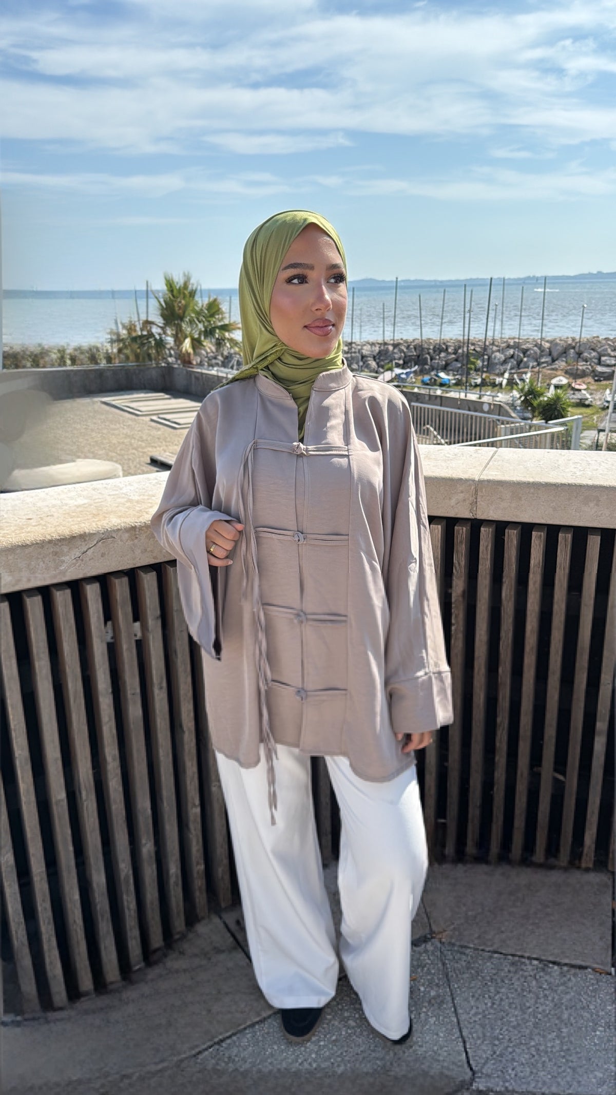 Haut kimono taupe