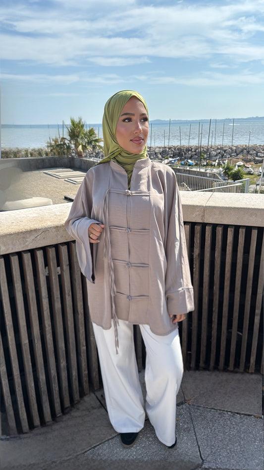 Haut kimono taupe