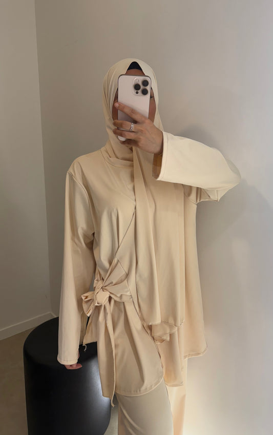 Burkini beige avec noeud VOILE INCLUS