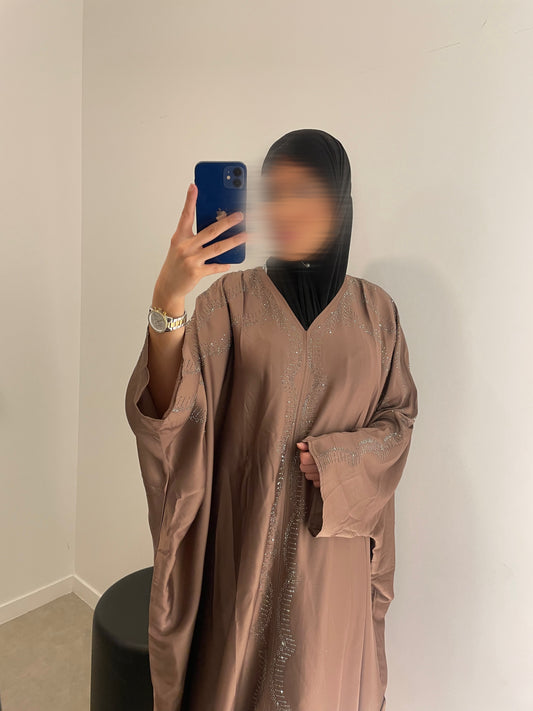 Abaya papillon beige