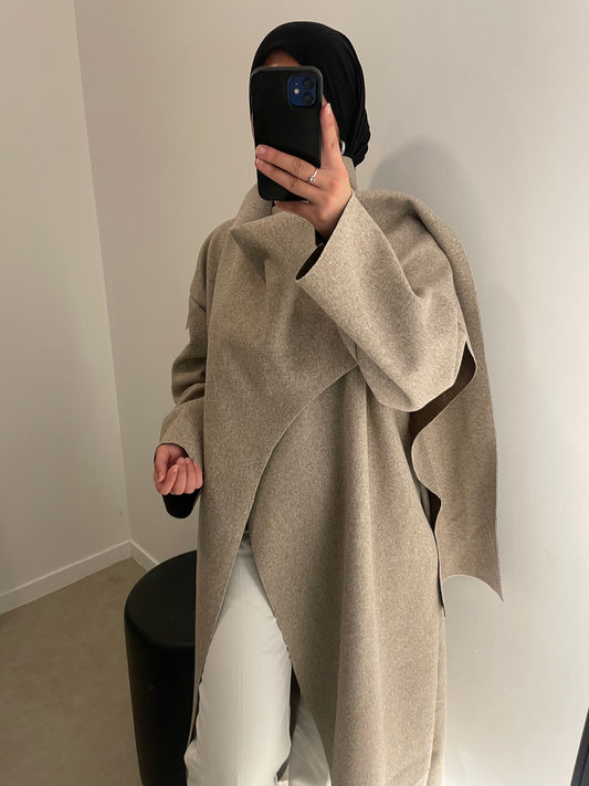 Longue cape taupe
