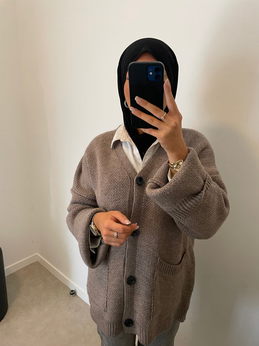 Cardigan gilet taupe
