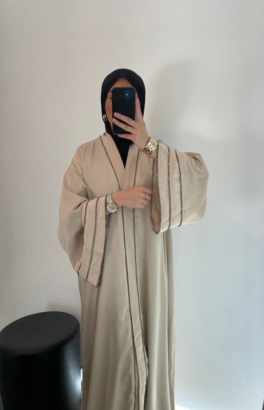 Abaya beige satinée