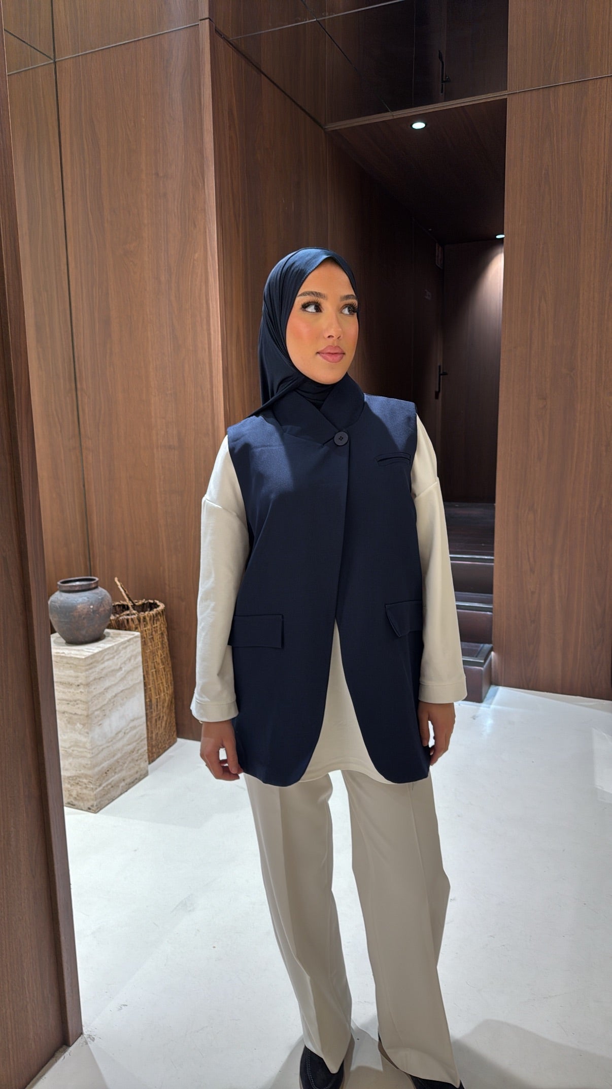Blazer sans manche bleu marine