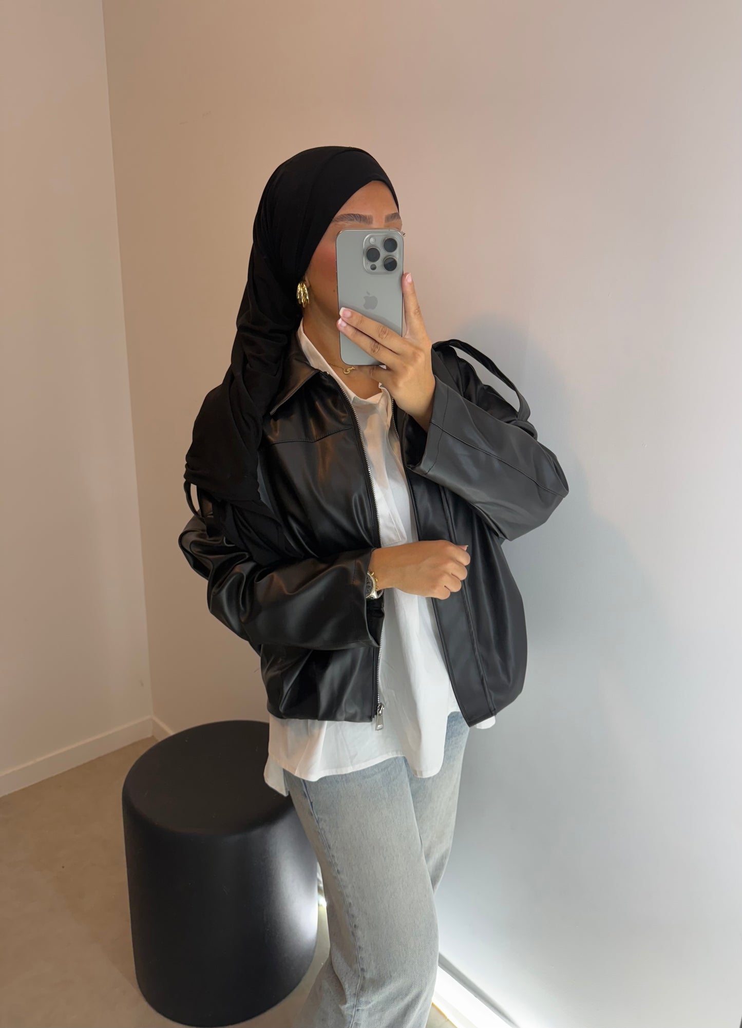 Veste en cuir noire