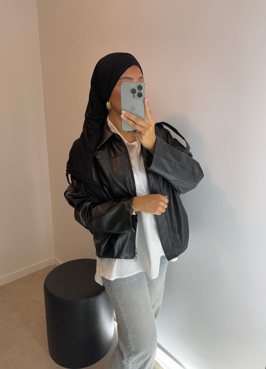 Veste en cuir noire