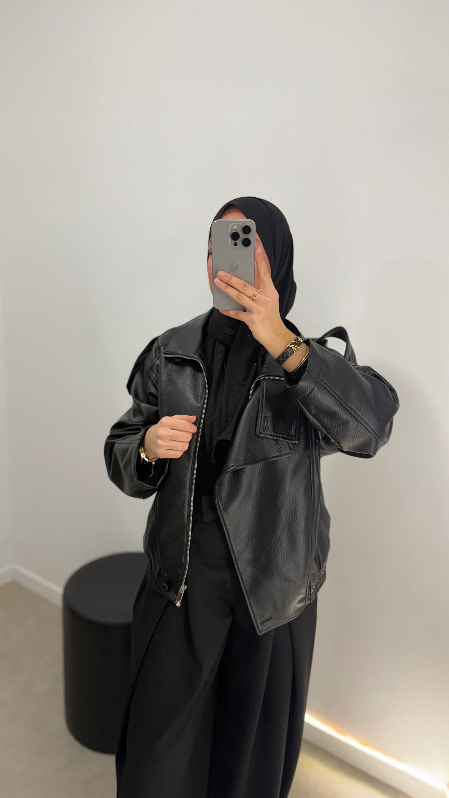 Veste en cuir noir