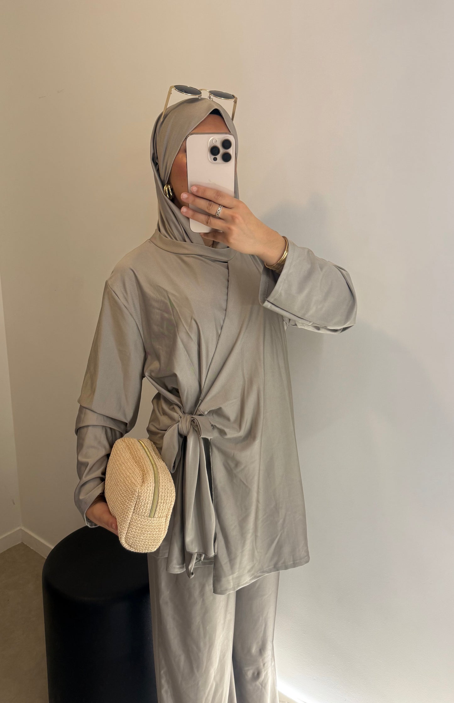 Burkini gris avec noeud VOILE INCLUS