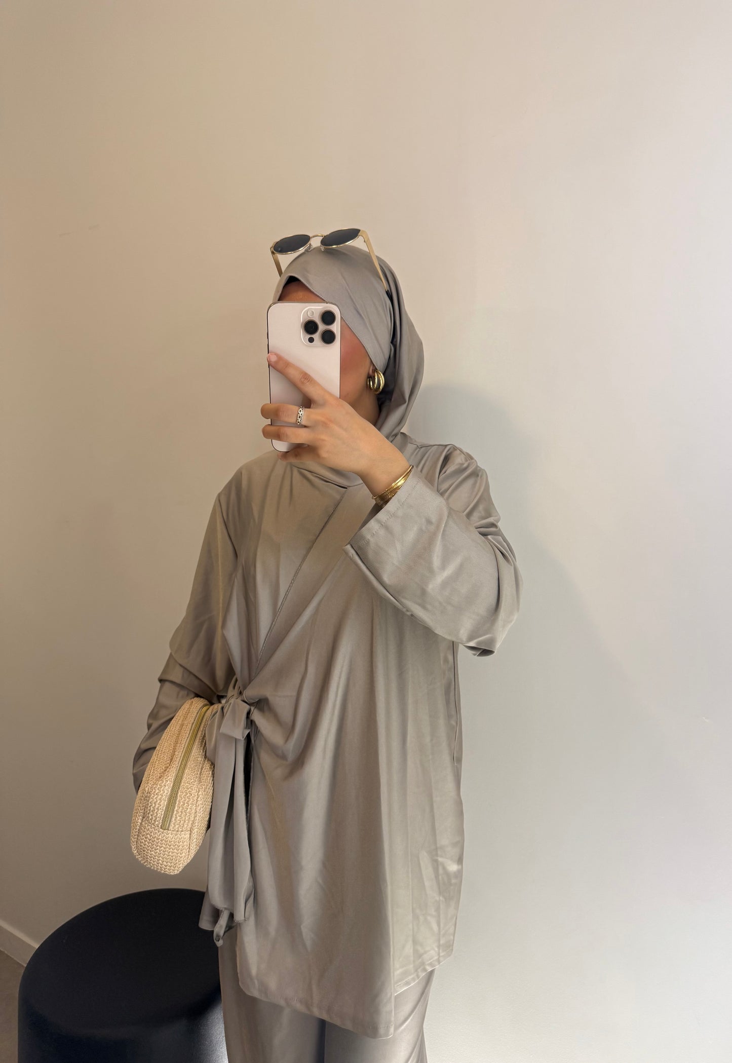 Burkini gris avec noeud VOILE INCLUS