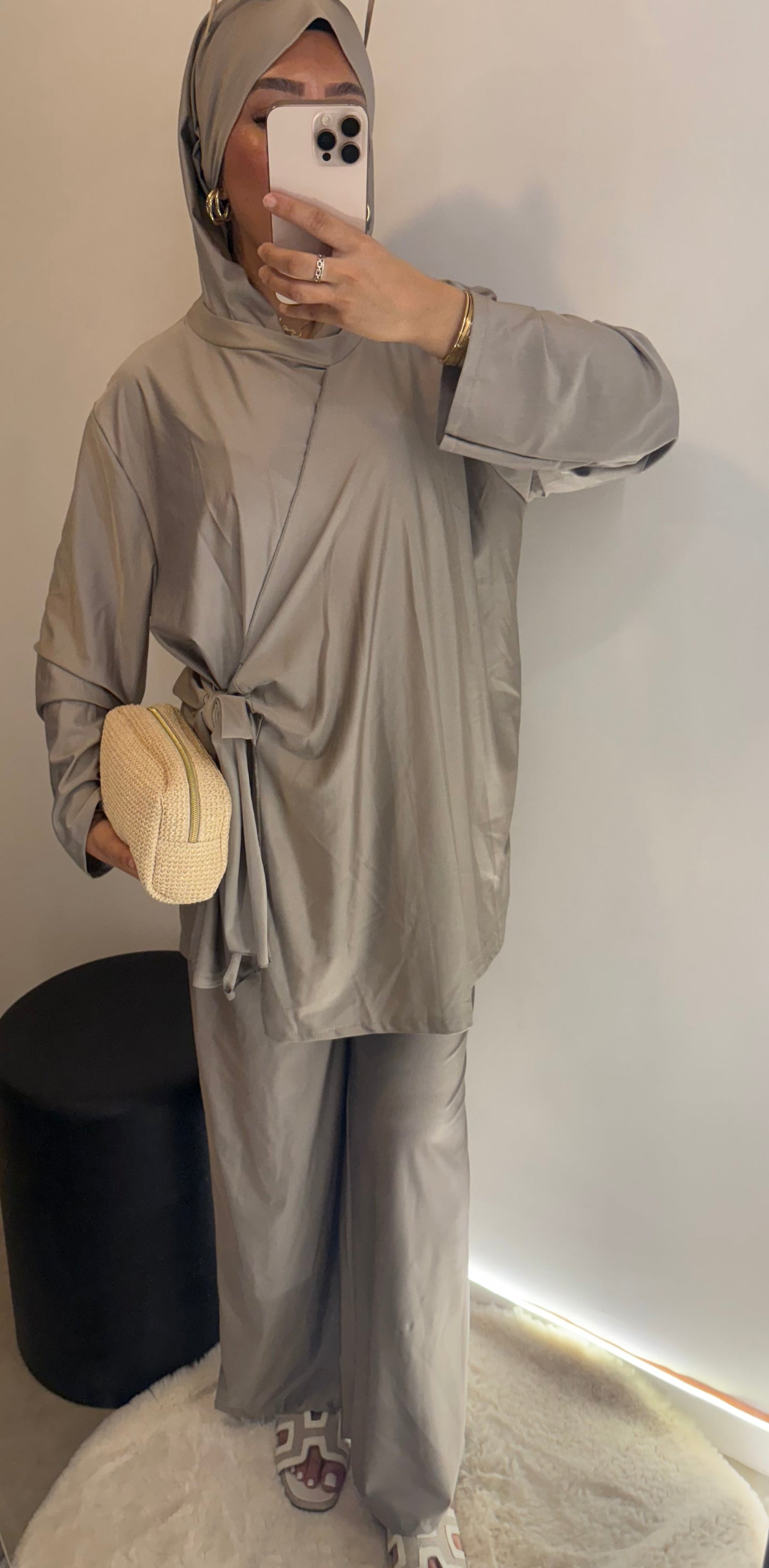 Burkini gris avec noeud VOILE INCLUS