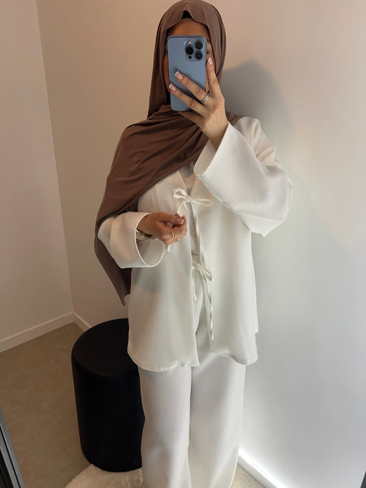 Ensemble top pantalon blanc