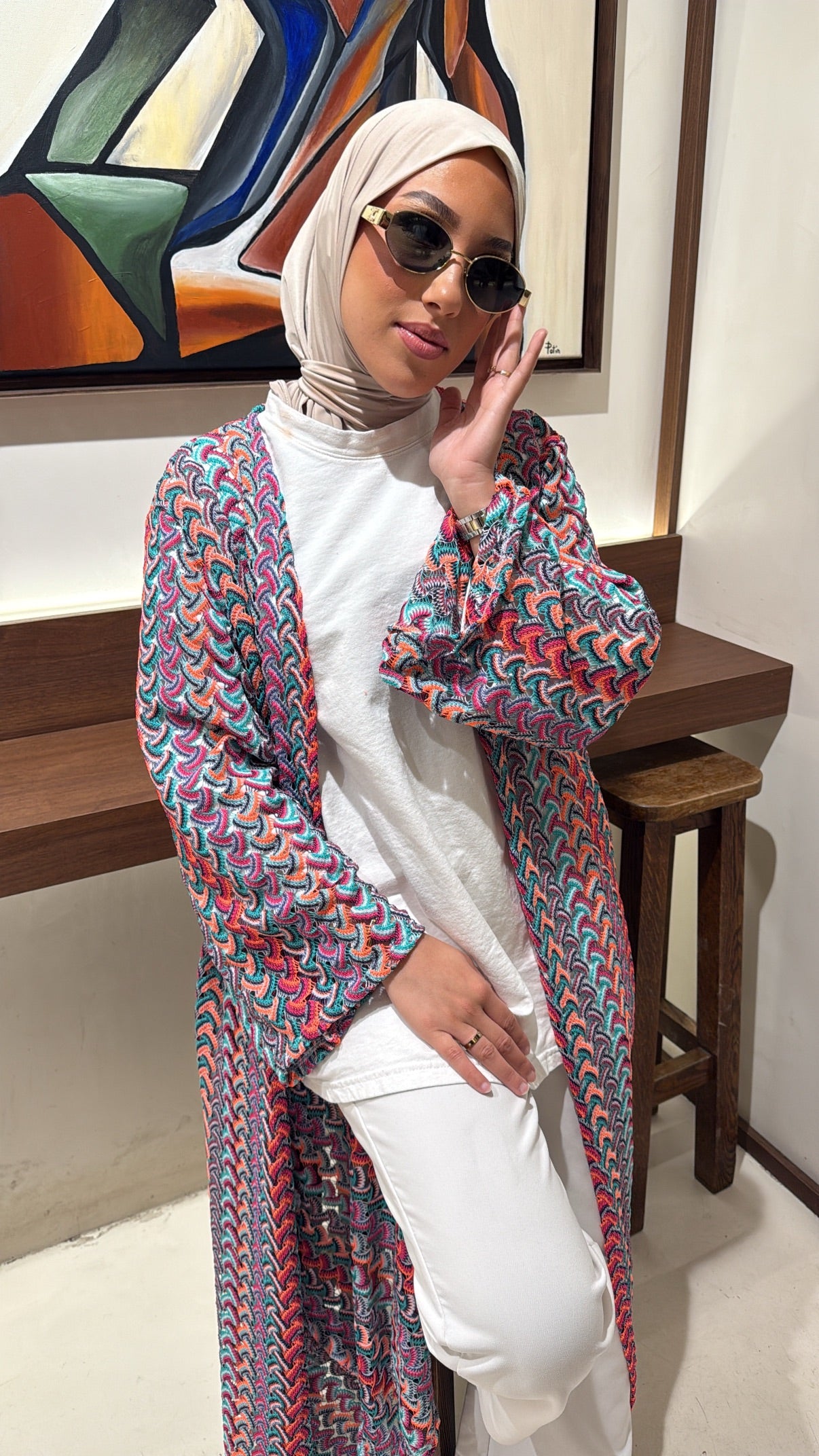 Kimono tricot tricolore