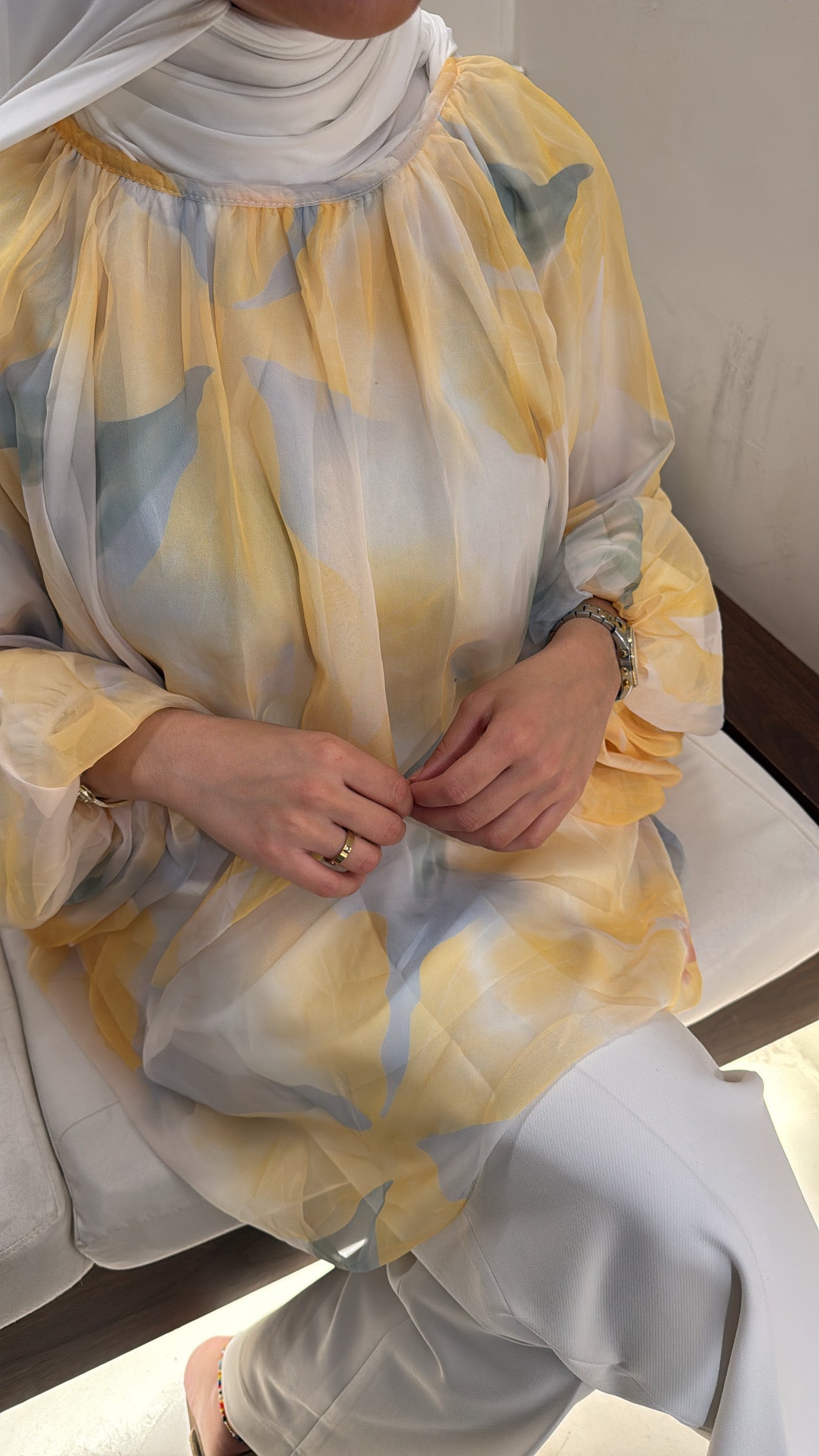 Blouse fleuri jaune