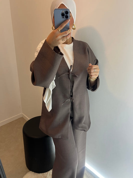 Ensemble top pantalon taupe