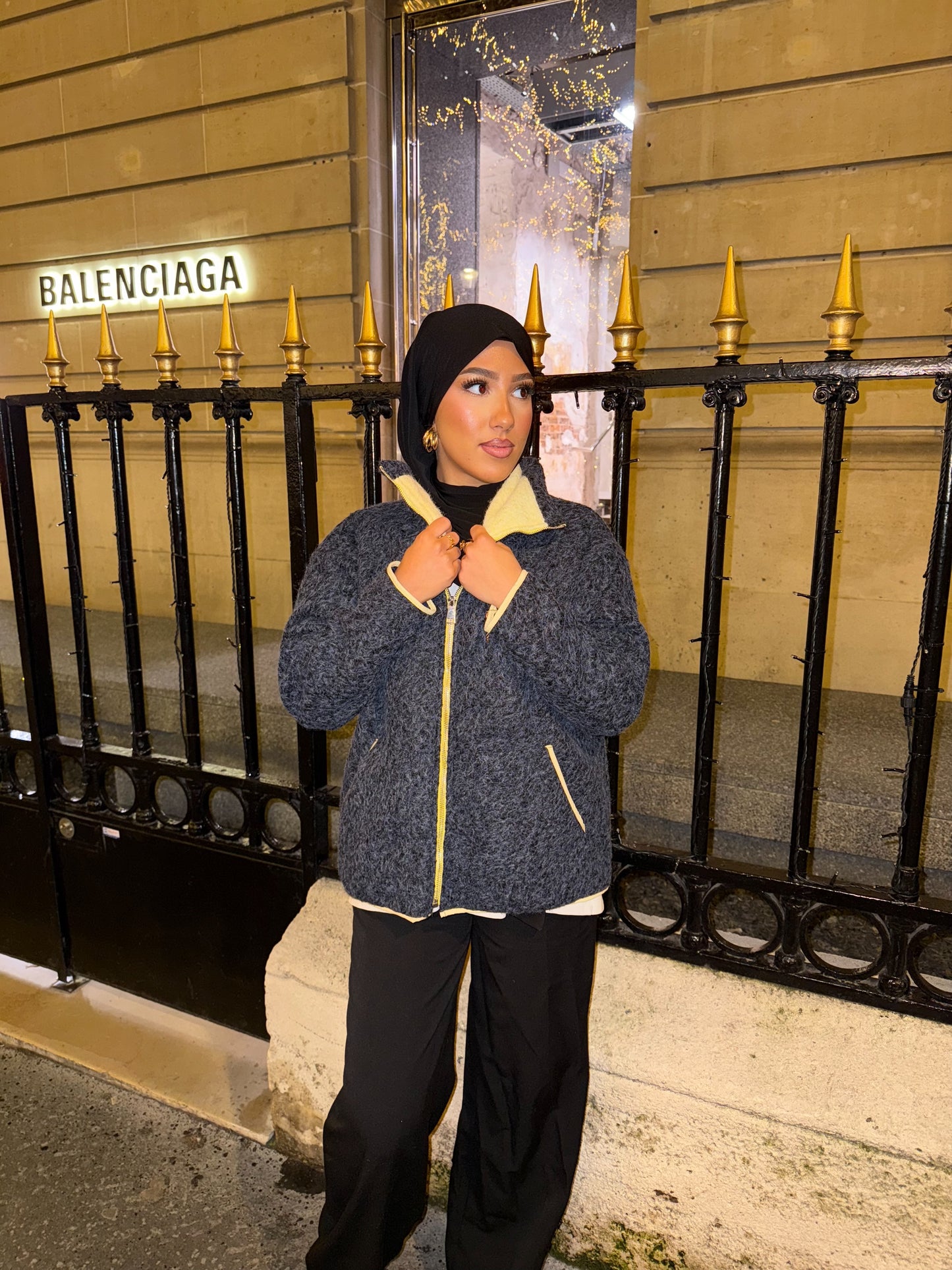 Veste mi-longue bleu