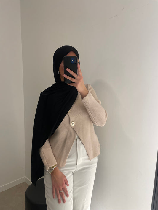 Pull boutonné beige