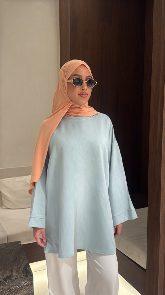 Tee shirt oversize bleu turquoise