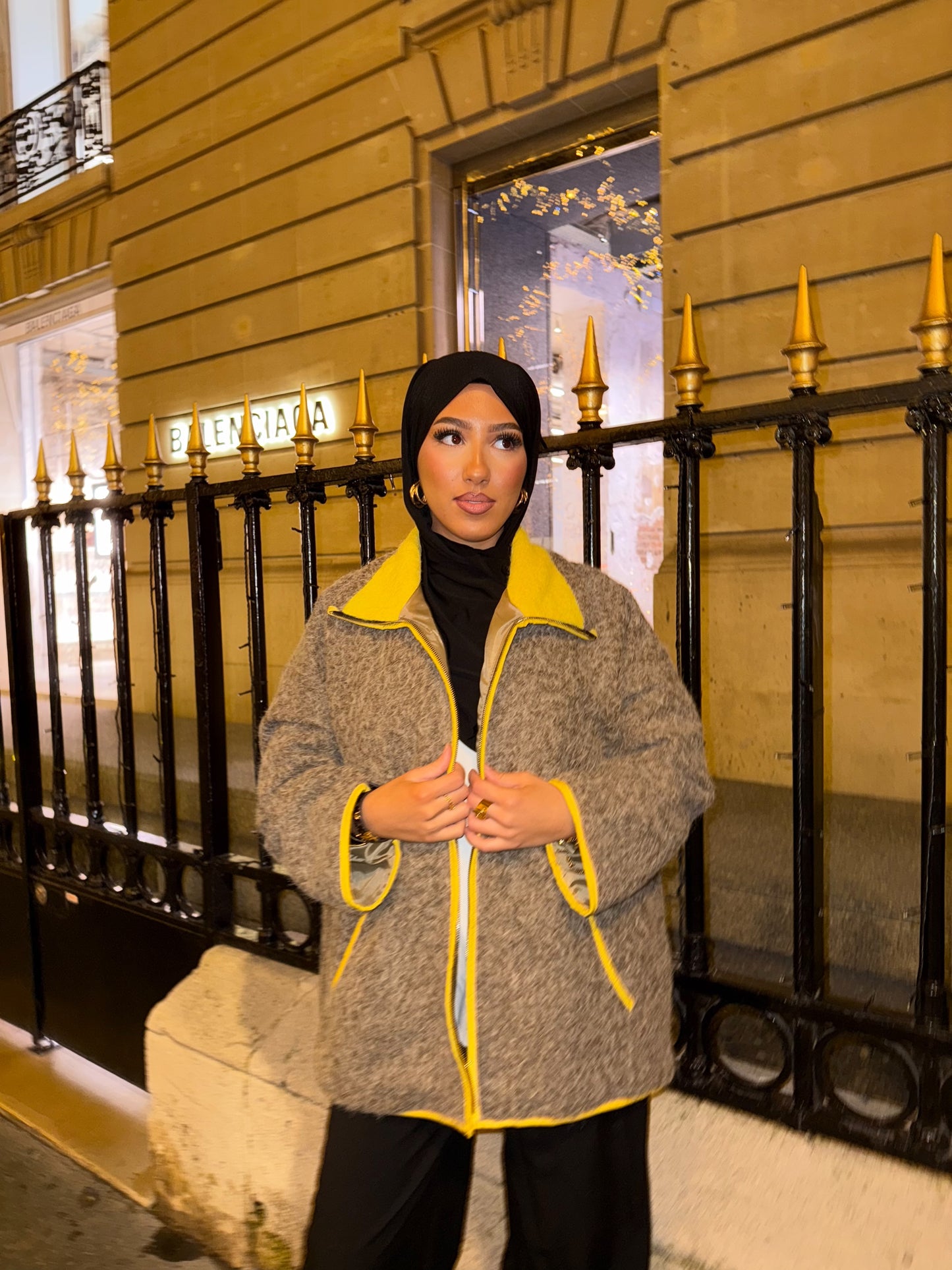 Veste mi-longue taupe