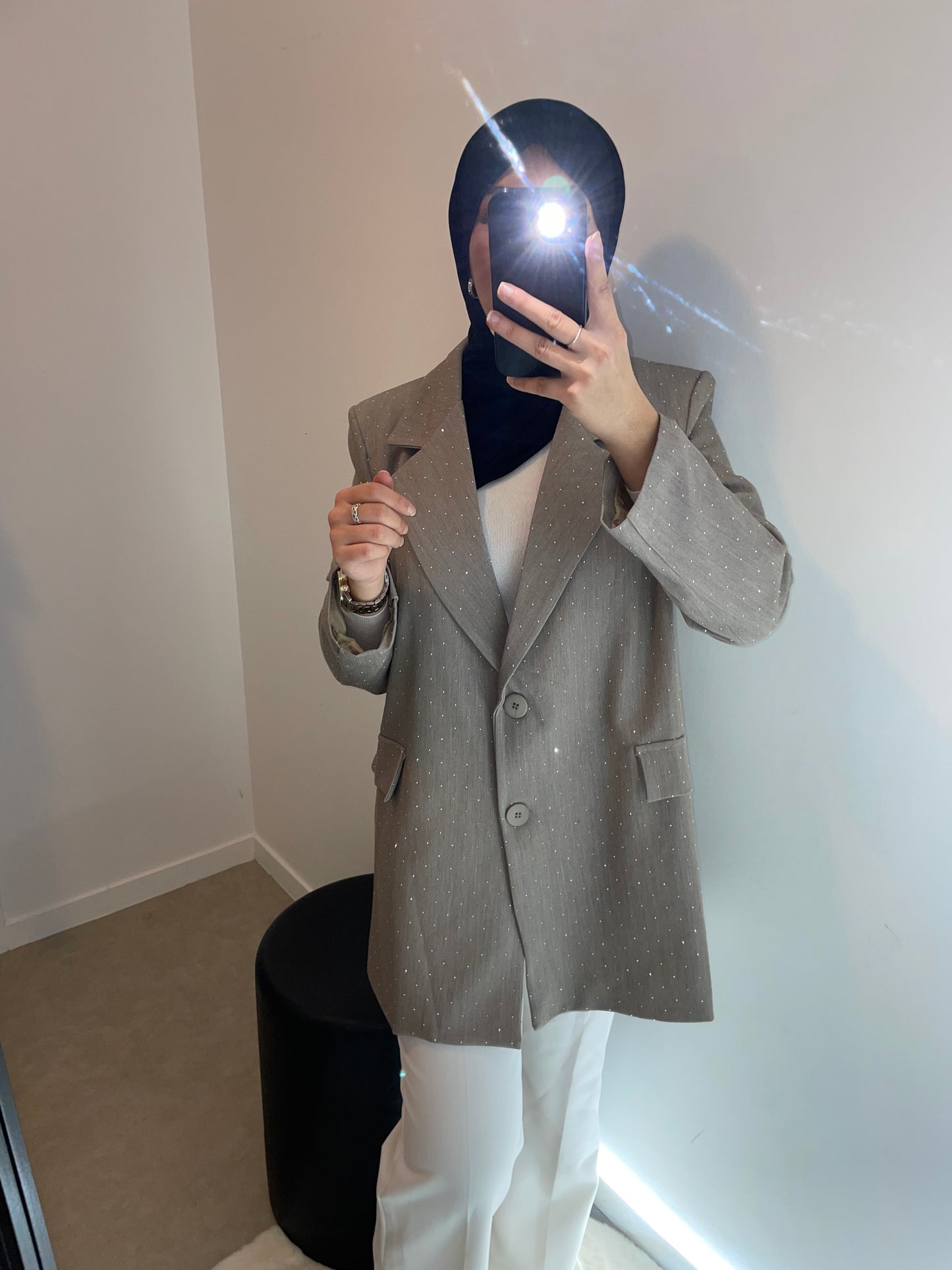 Blazer strass nude