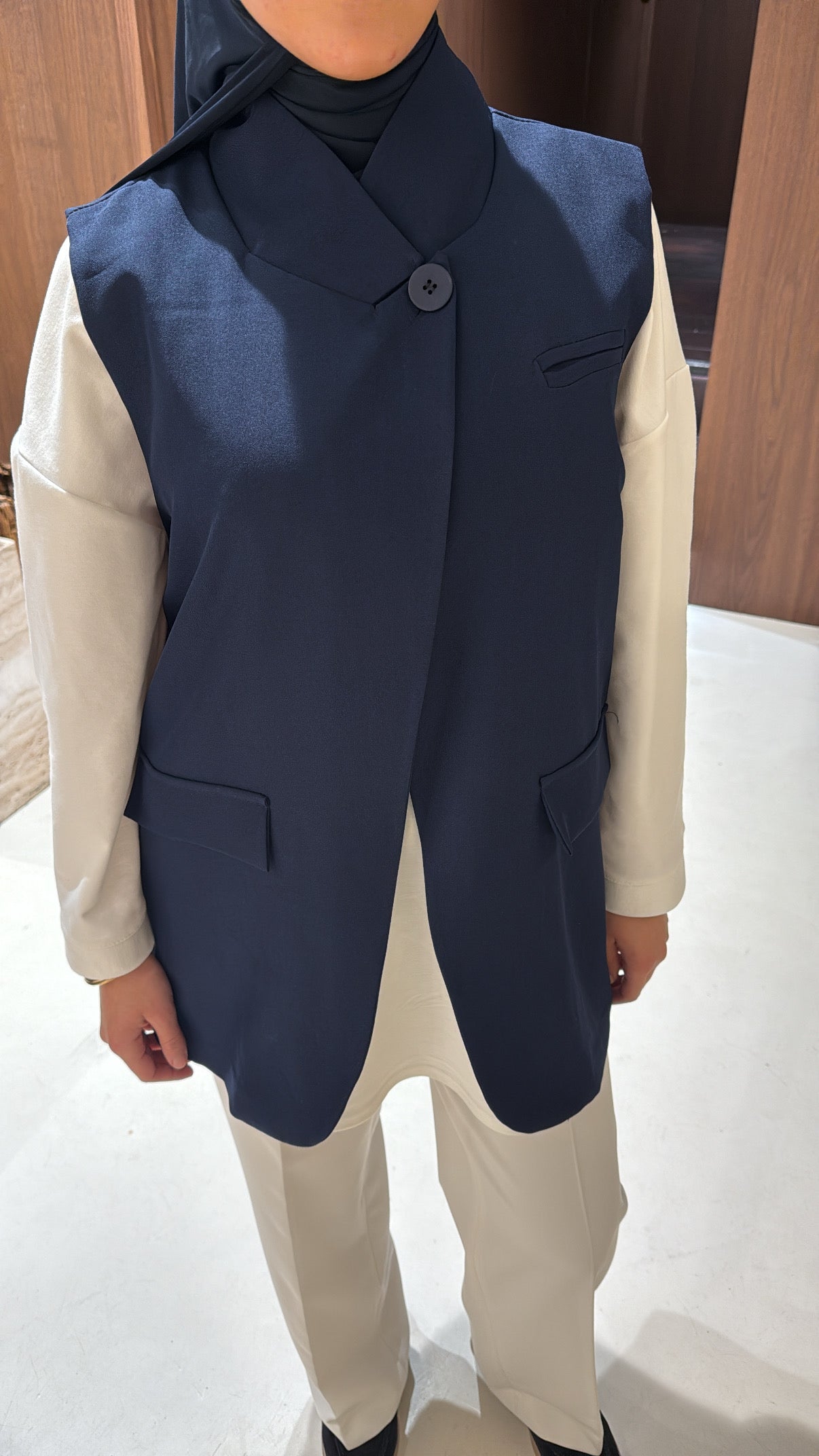 Blazer sans manche bleu marine