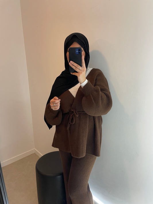 Ensemble cache cœur marron