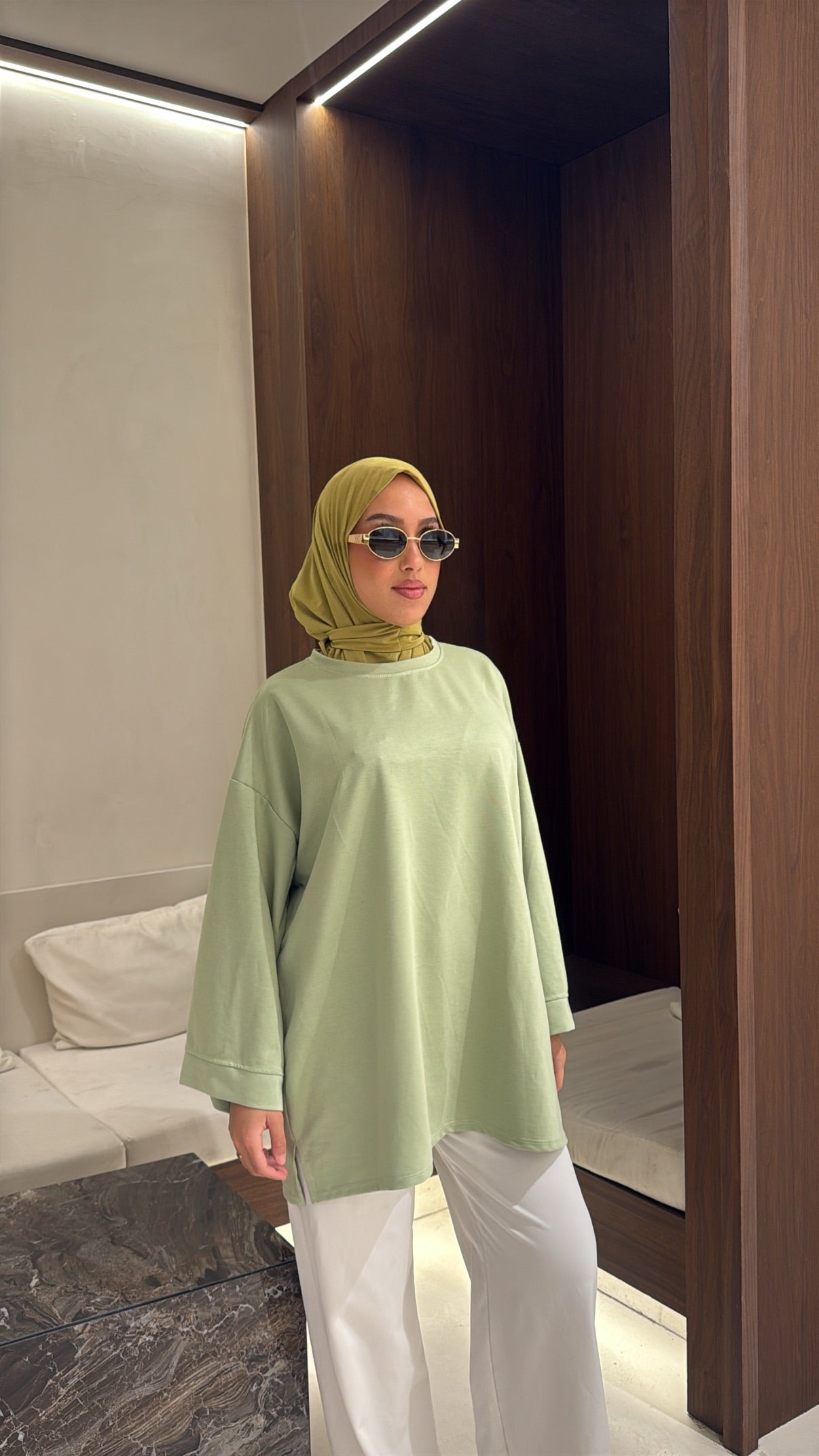Tee shirt oversize vert matcha