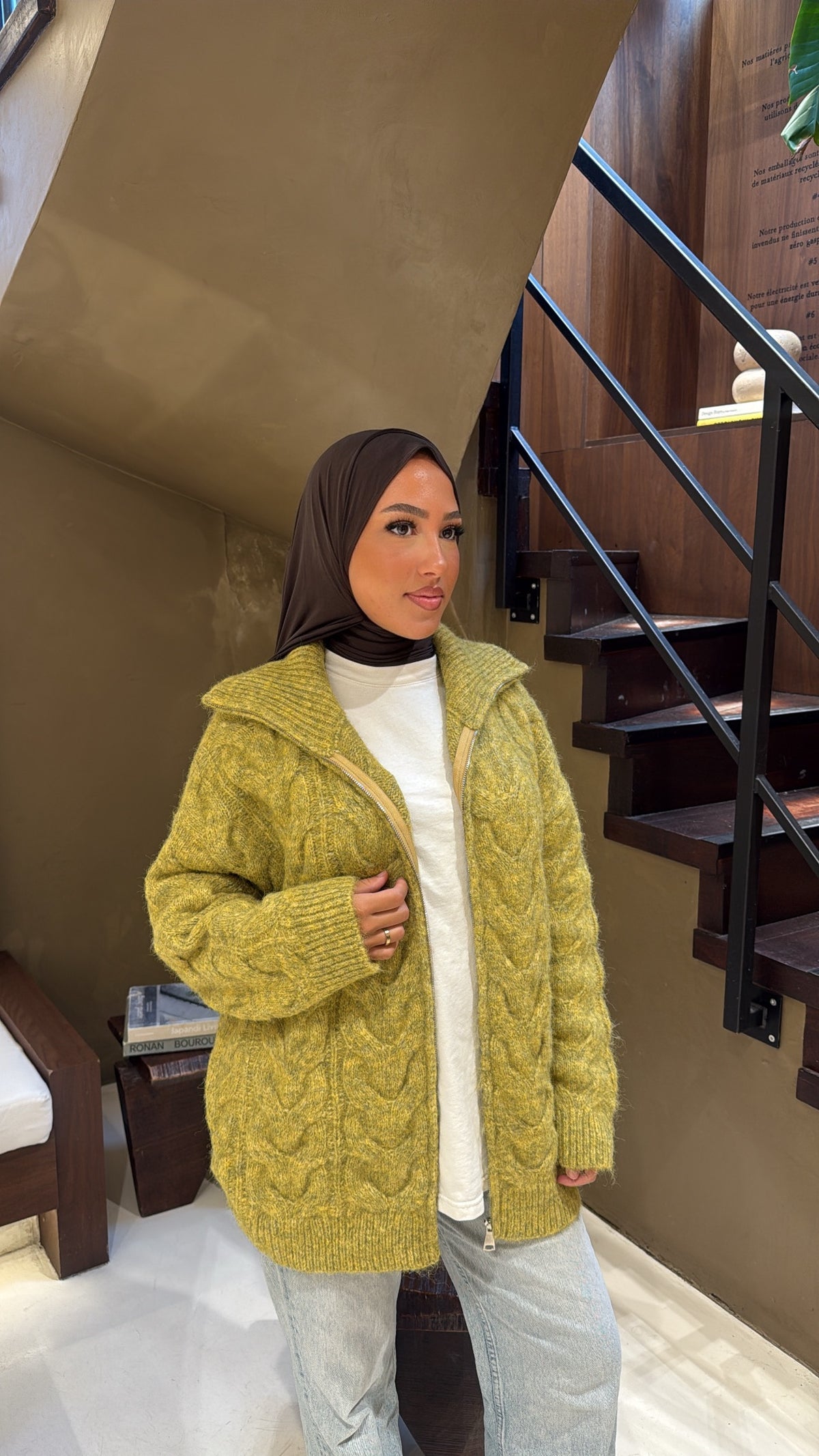 Gilet vert olive en laine