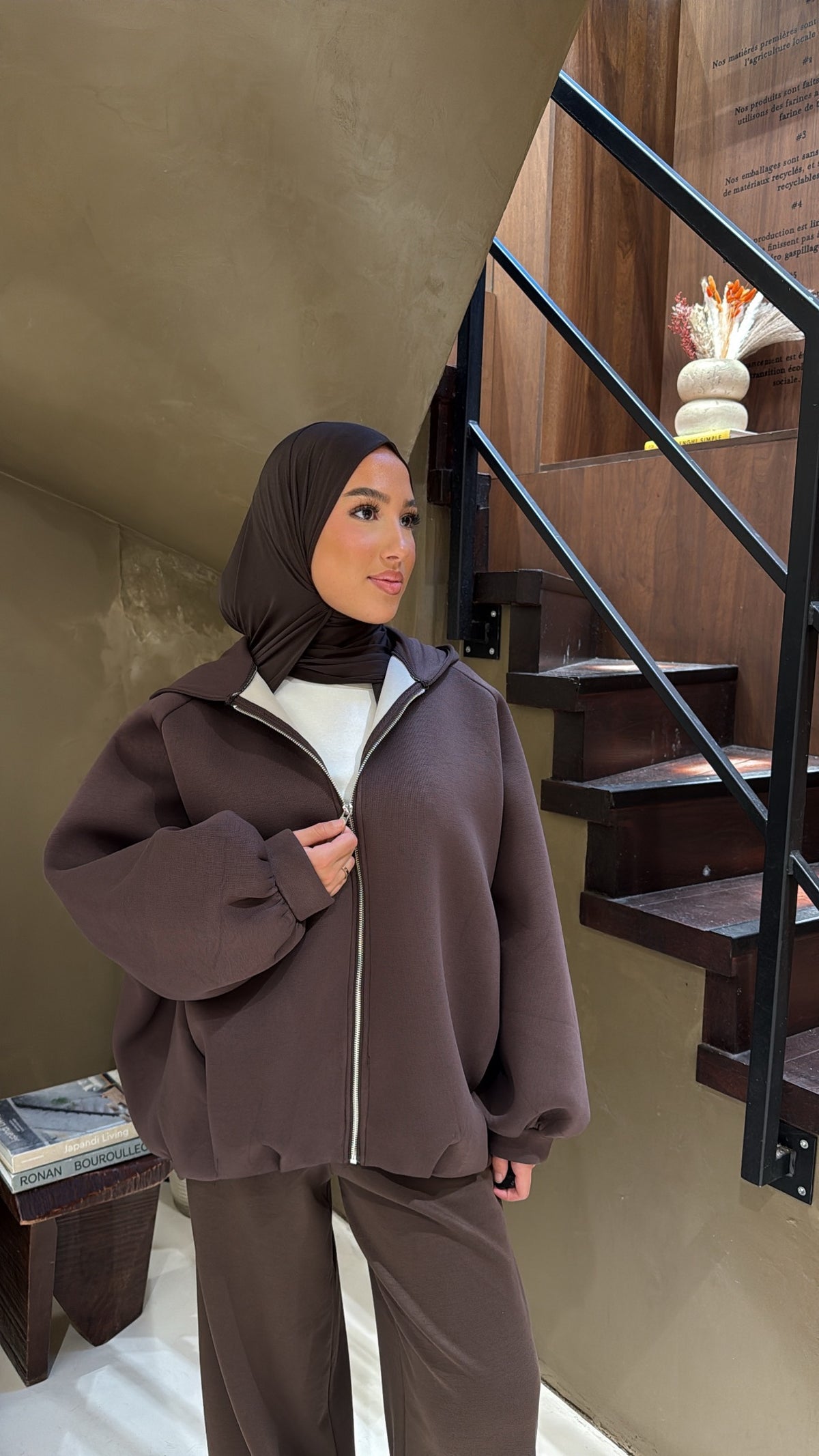 Veste à capuche marron