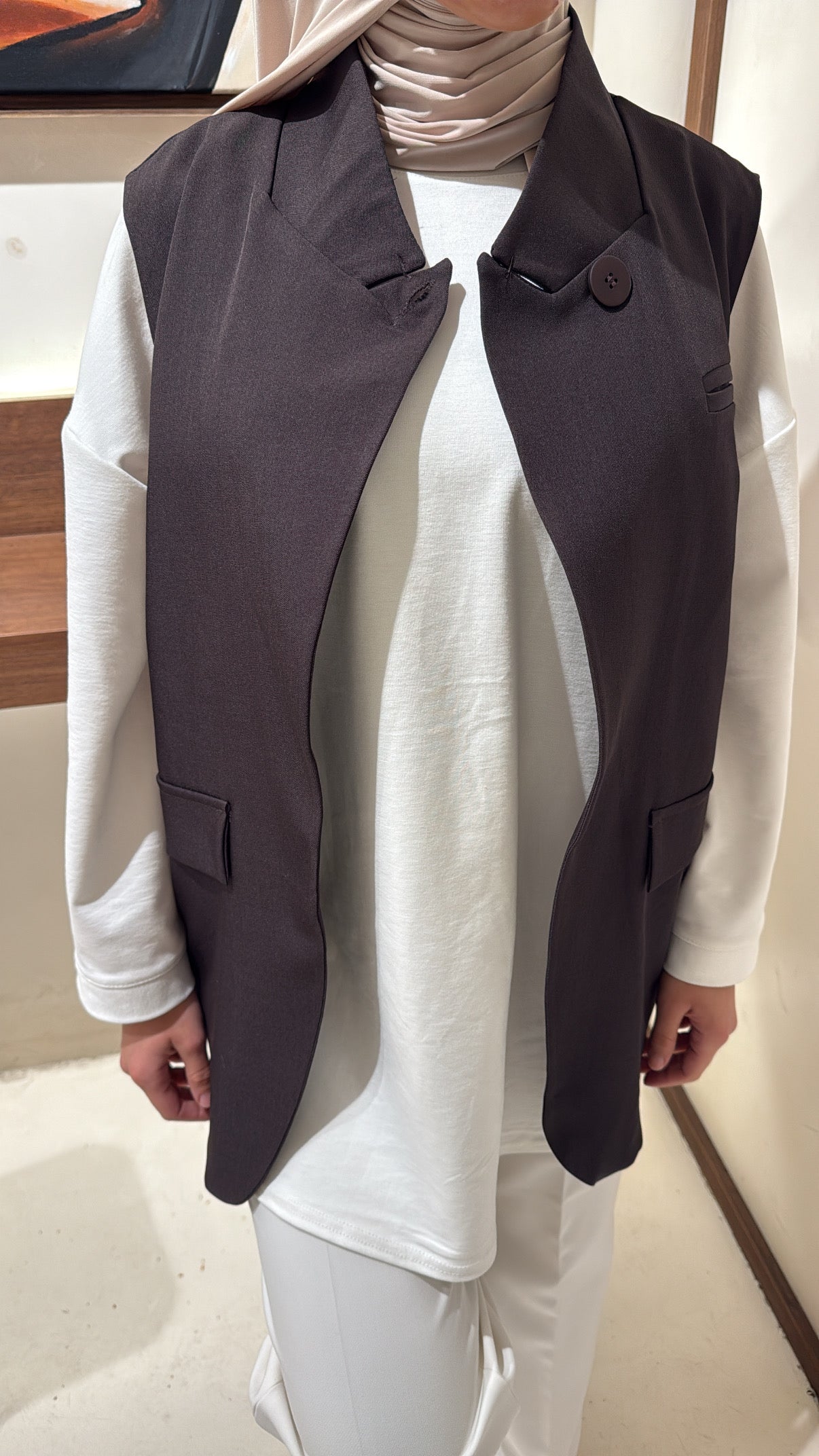 Blazer sans manche marron