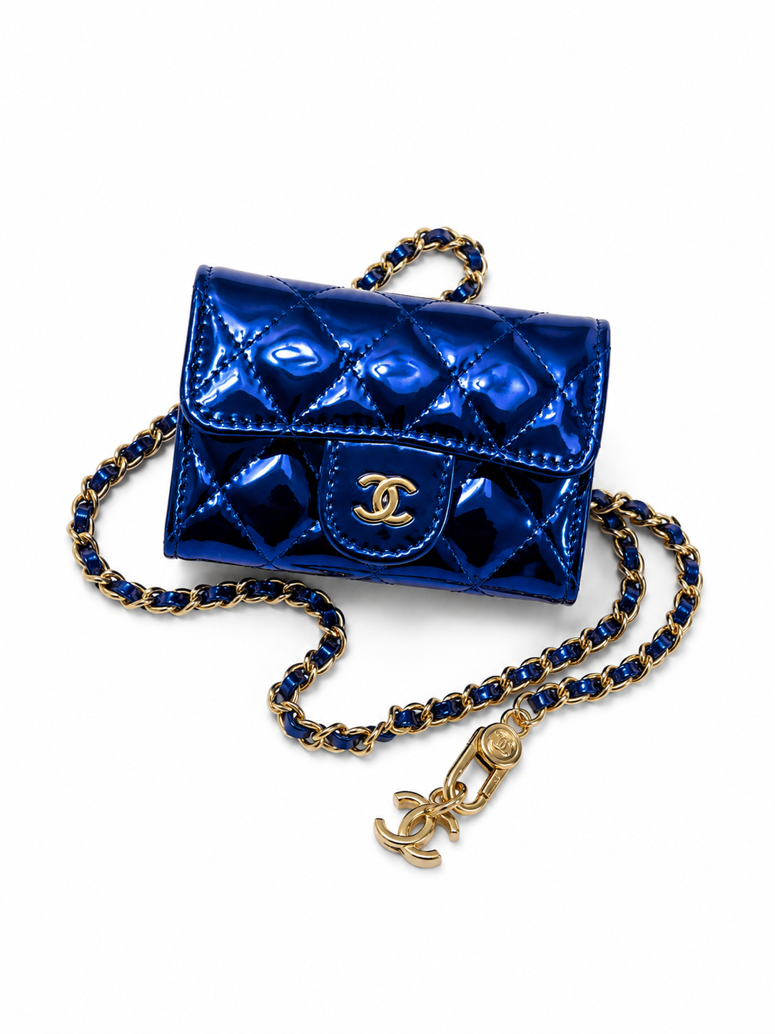 Mini sac cc bleu vernis