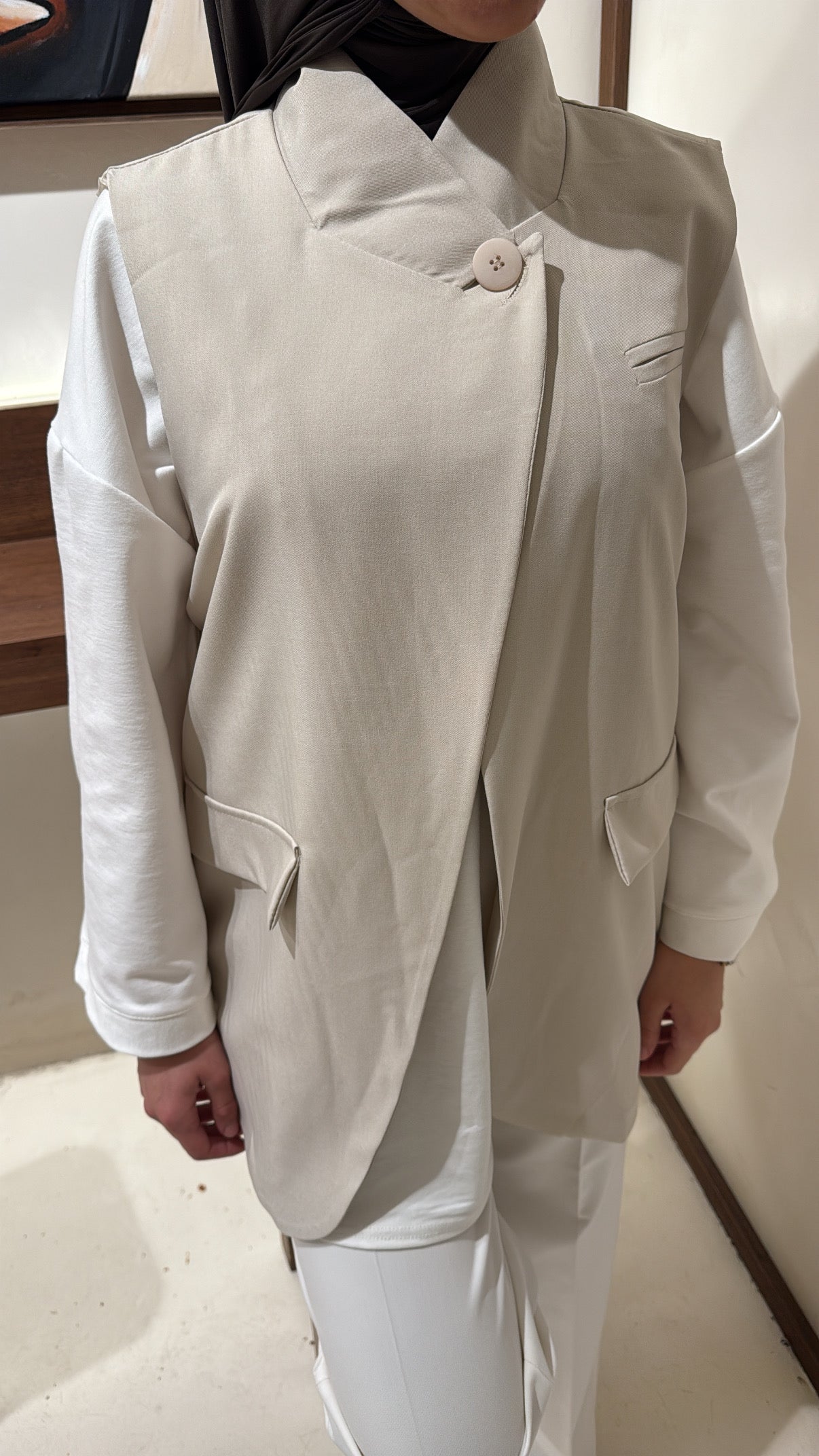 Blazer sans manche crème