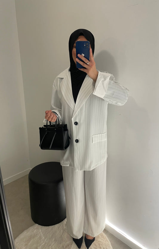 Ensemble blazer pantalon blanc