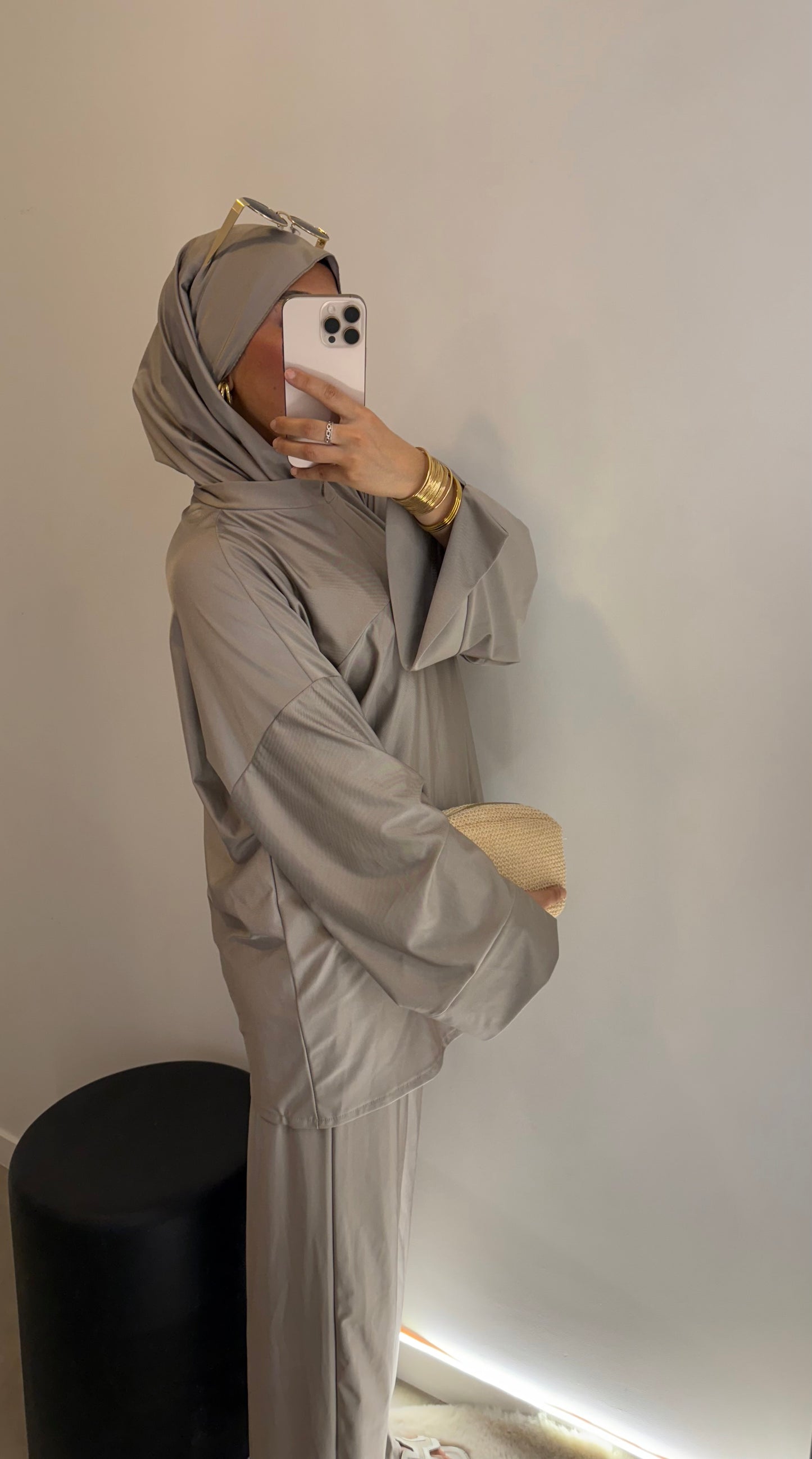 Burkini gris avec zip VOILE INCLUS