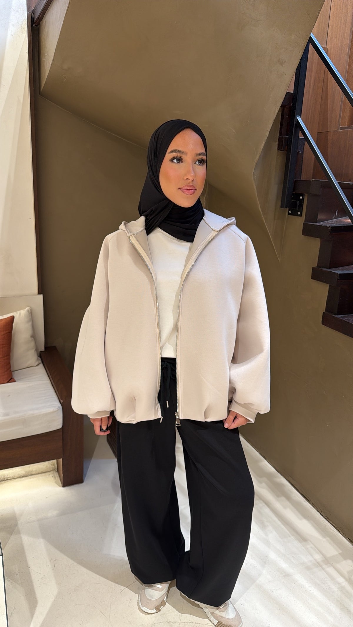 Veste à capuche crème