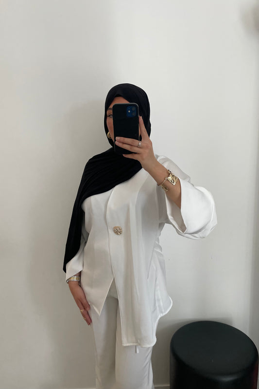 Blouse satinée blanc