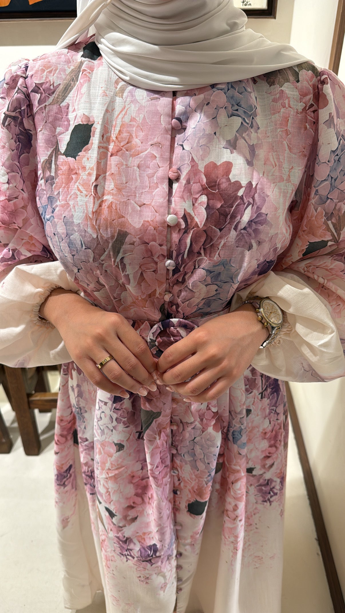 Robe rose fleurie